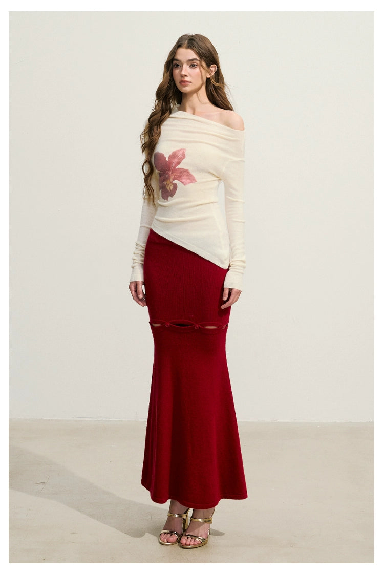 Asymmetrical Knit Top &amp; Mermaid Skirt Set