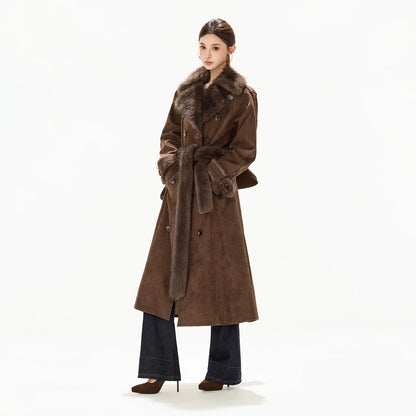 Brown Suede Belted Coat