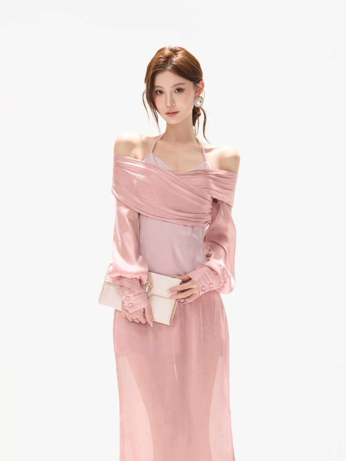 Off-Shoulder Chiffon Maxi Dress