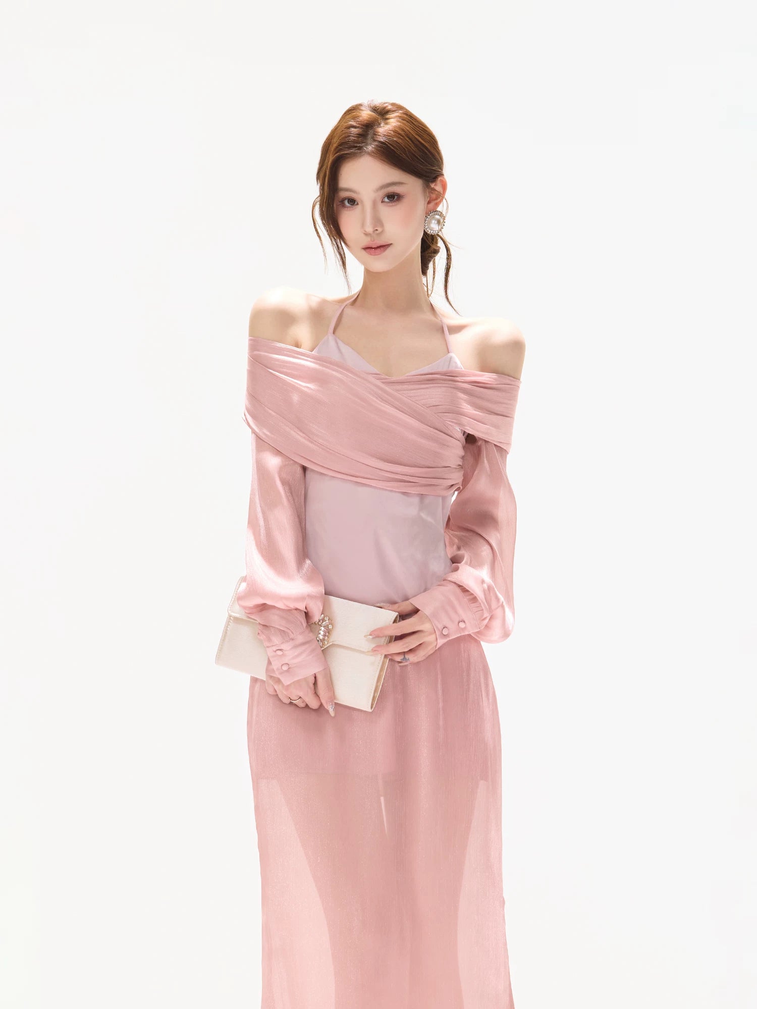 Off-Shoulder Chiffon Maxi Dress