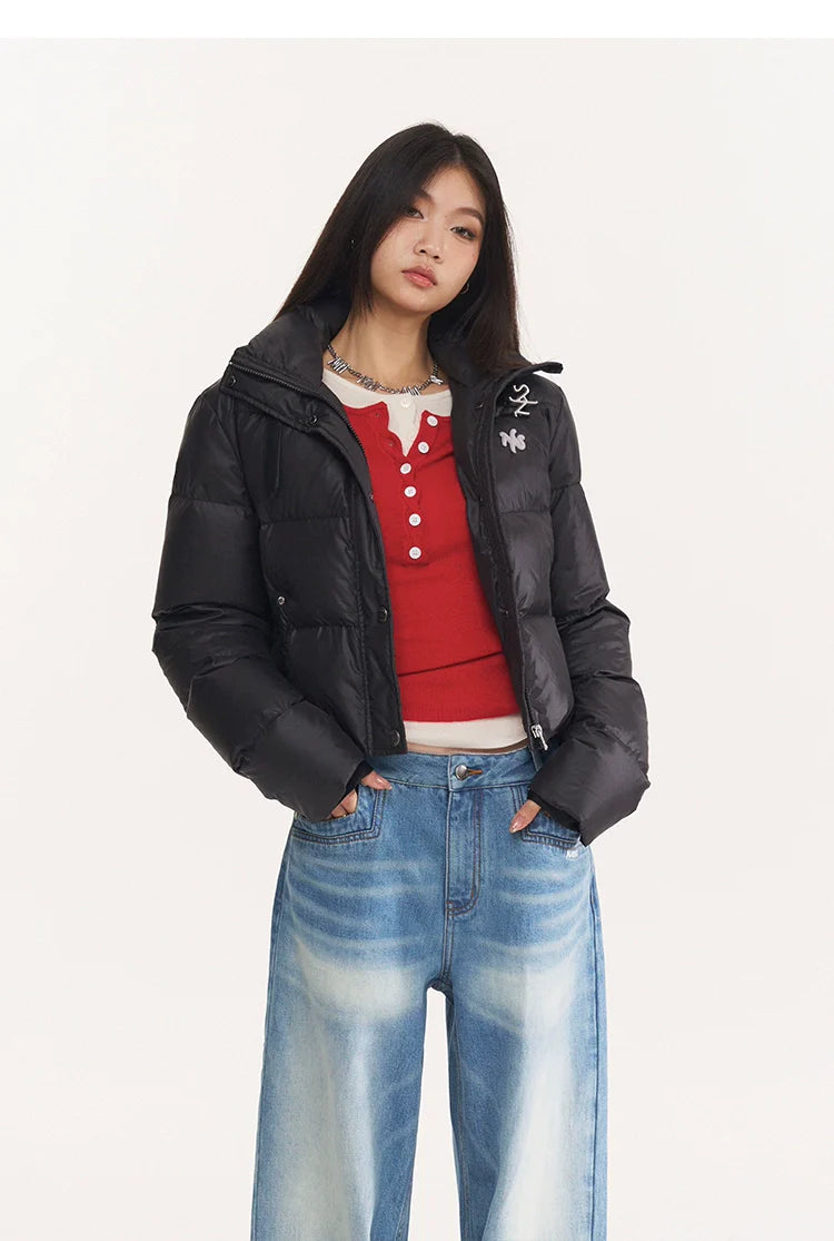 Black &amp; White Pearl Down Short Jacket