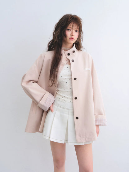 Detachable Ear Plaid Trench
