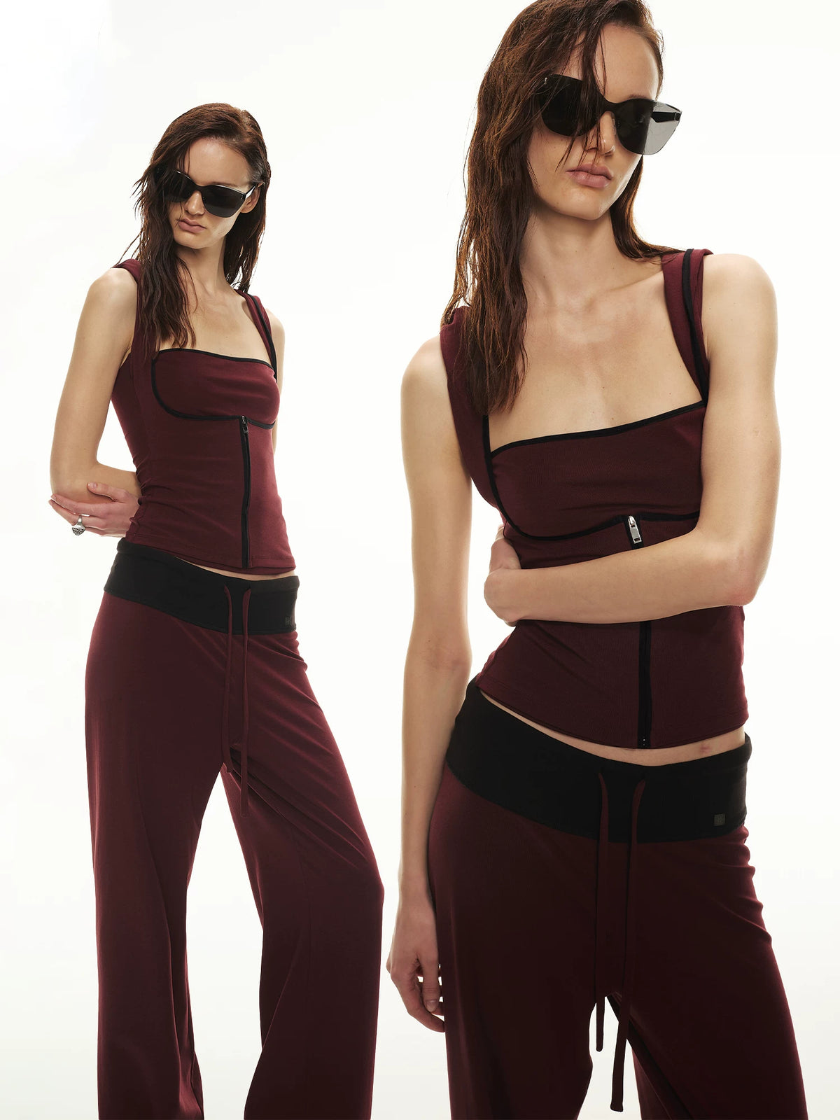 Lyocell Contrast Hoodie Set