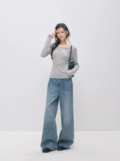 Vintage Rhinestone Straight Jeans