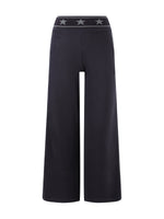 Navy Blue Star Waist Print Straight Sweatpants
