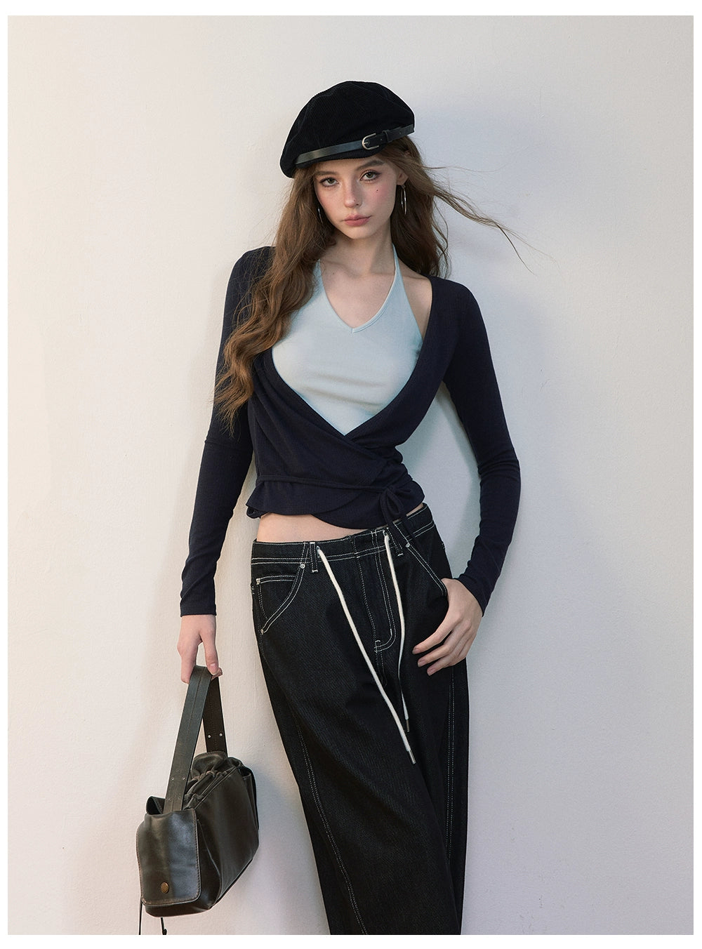 Colorblock Tie-Up Layered Tee