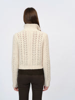 Ivory & Red Cutout Knit Cardigan
