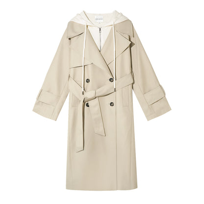 Khaki Hooded Trench Coat