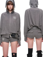 Dog-Ear Hoodie & Flared Pants Set