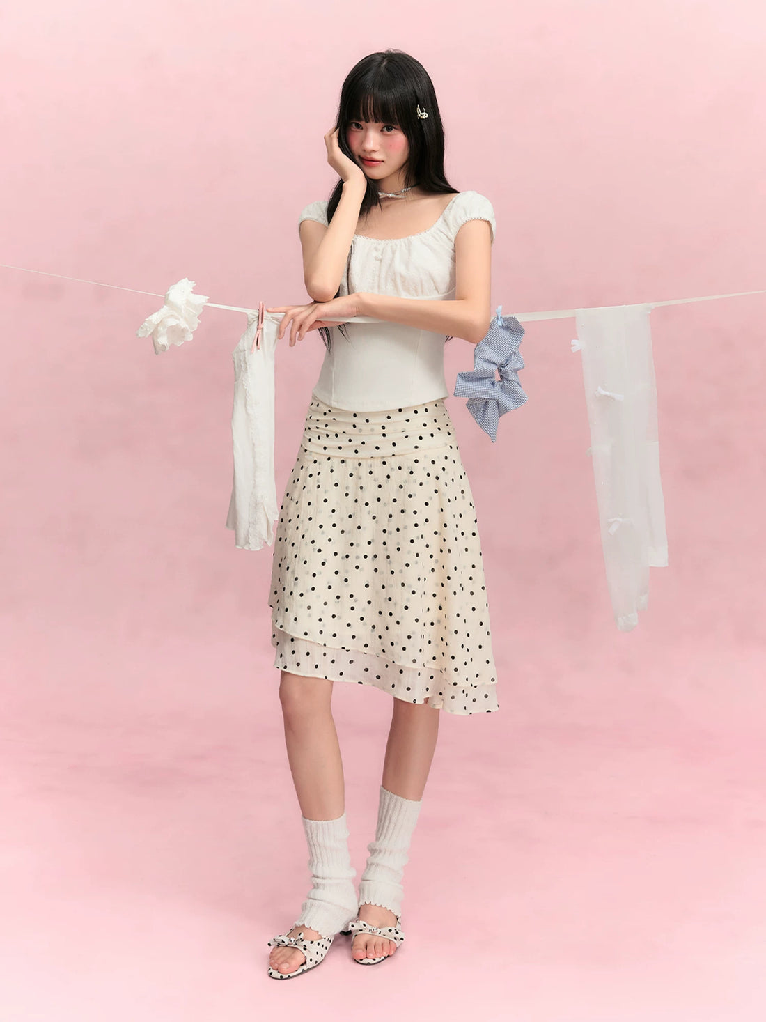 Polka Dot Midi Skirt