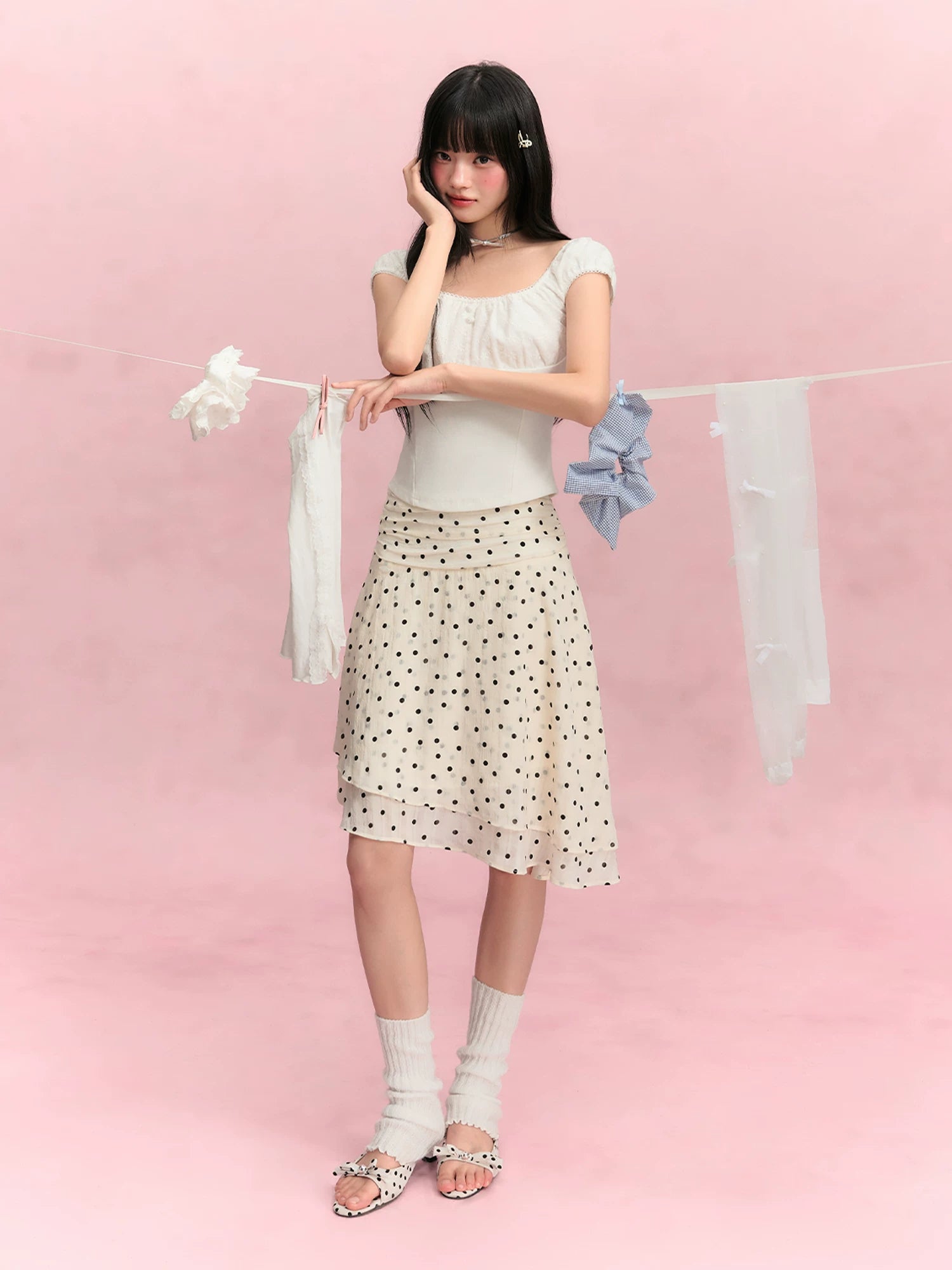 Polka Dot Midi Skirt