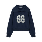 Vintage Lace Collar Embroidered Sweatshirt