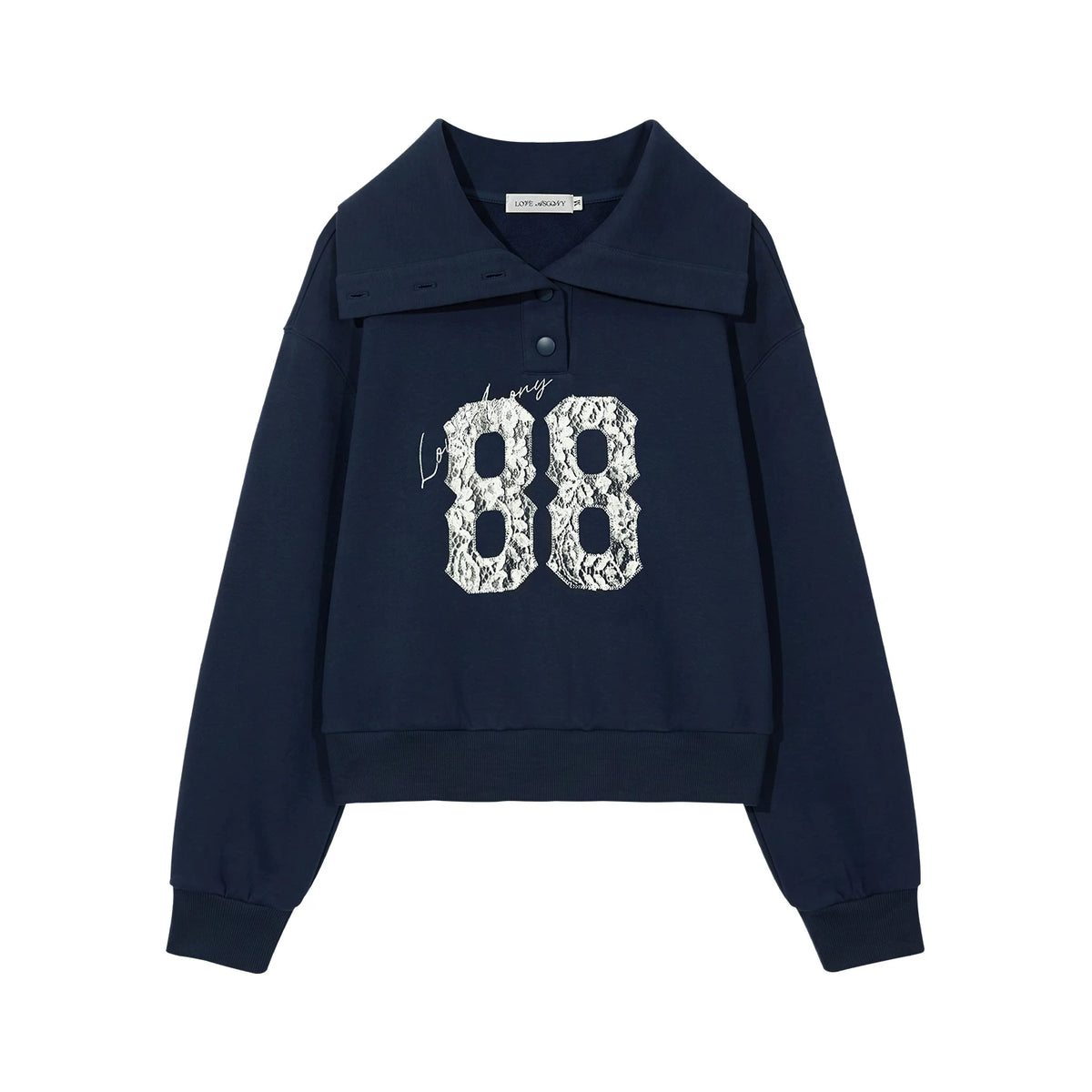 Vintage Lace Collar Embroidered Sweatshirt