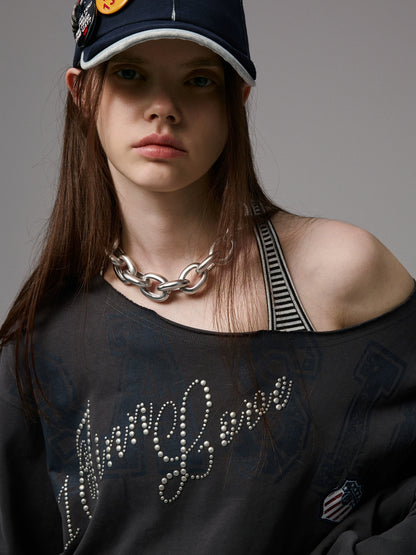 Retro Letter Print Sweatshirt