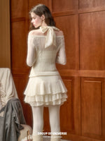 Mohair Wool Open-Knit Vest Set