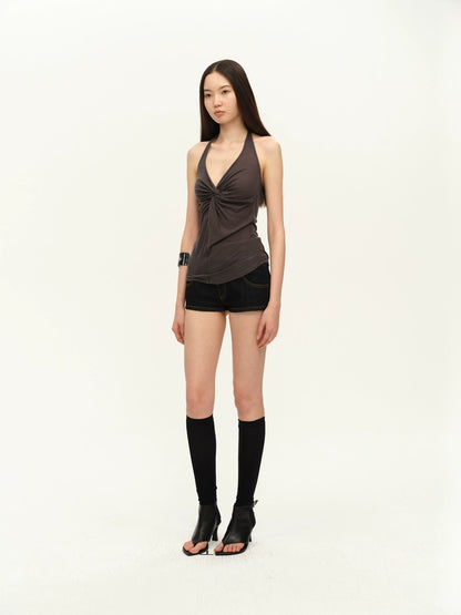 Twist-Front Halter Tank Top