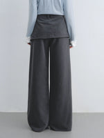 Gray Embroidered Curtain Panel Pants
