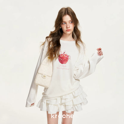 Apple Printed Bow Sequin T-Shirt