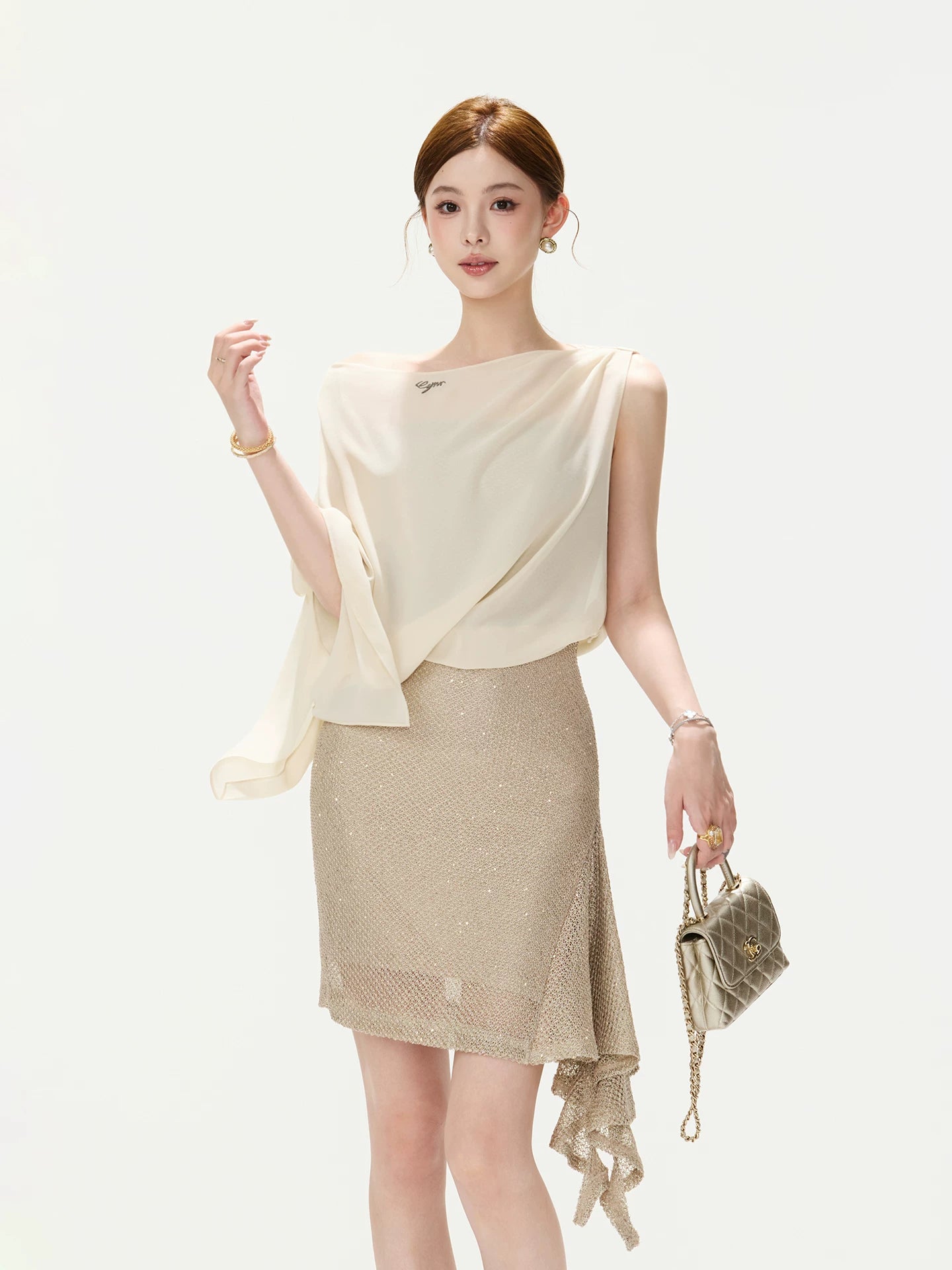 Off-Shoulder Cape Dress