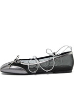 Sheepskin Microfiber Mesh Strap Mary Jane Flats