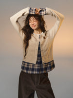 Plaid Layered Cable Cardigan