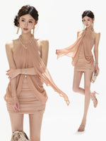 Halter Ruched Mini Dress
