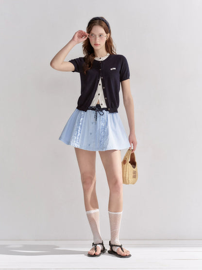 Pleated Ribbon Bow Skirt