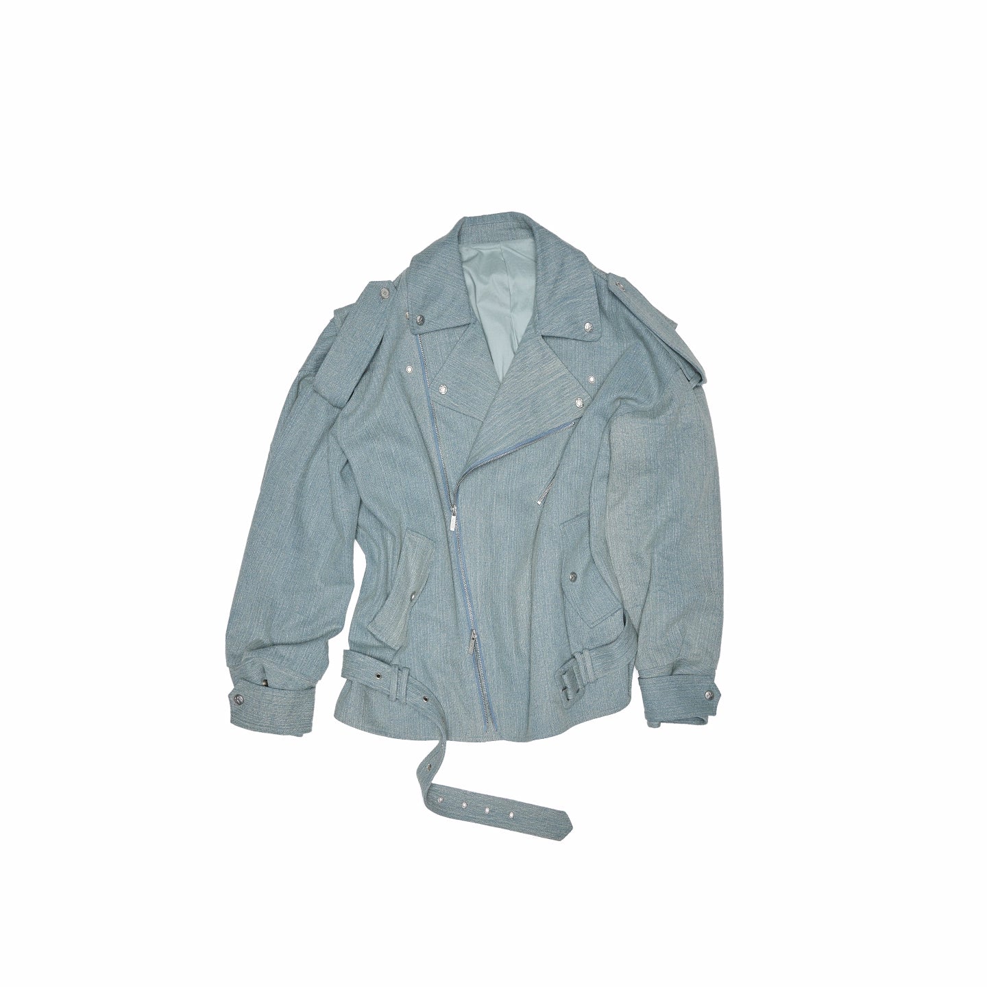 Washed Denim Moto Jacket