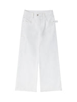 White Cotton Low Waist Wide Leg Jeans