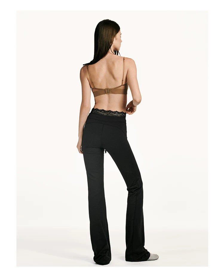 Quick-Dry Lace-Trim Stretch Pants