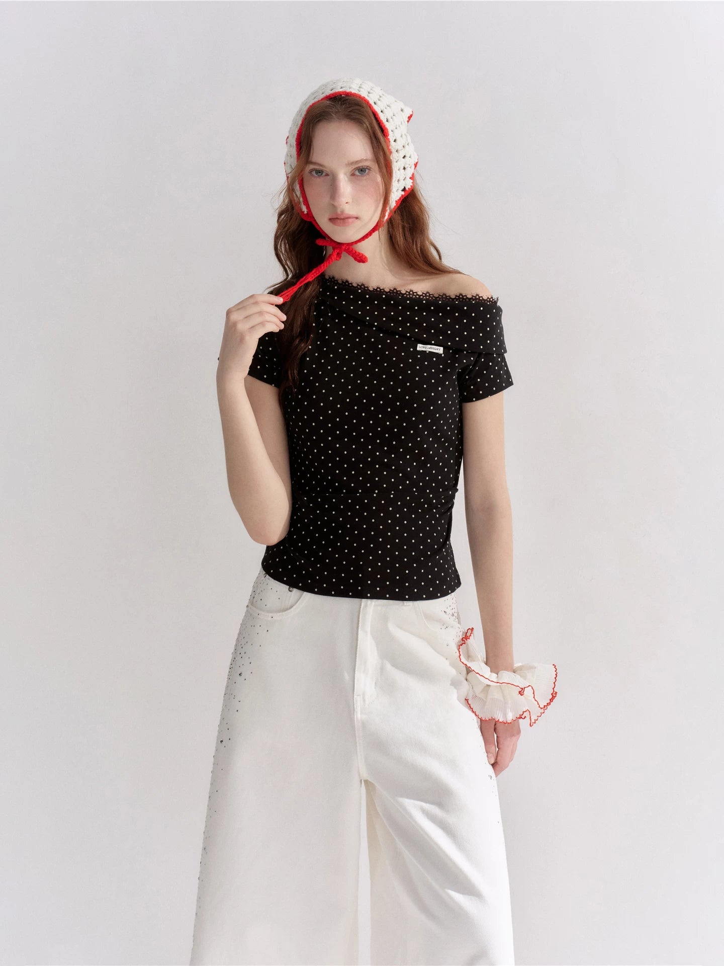 Asymmetric Lace Trim T-Shirt