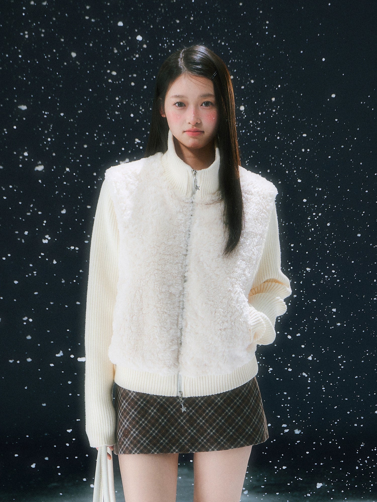 Apricot Faux Two-piece Knit Cardigan