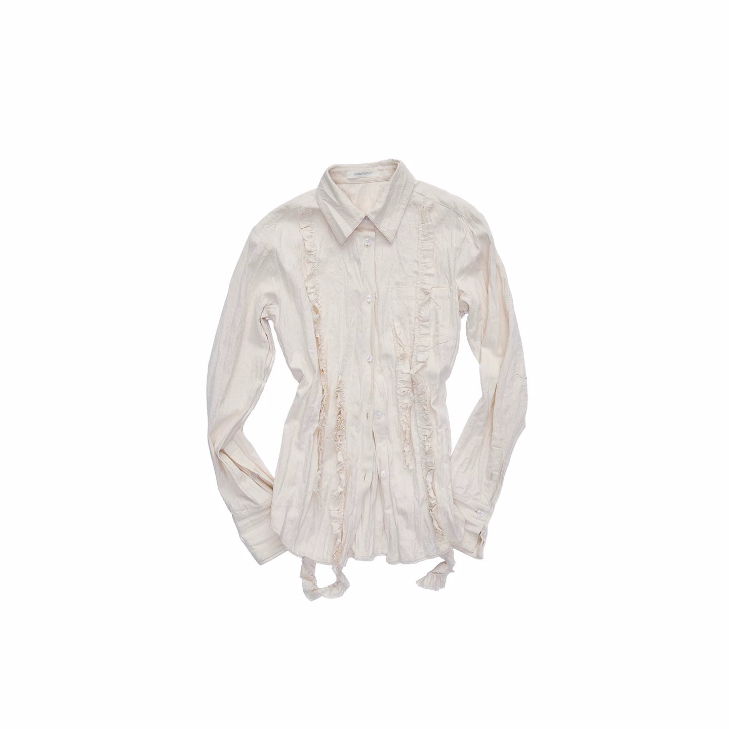 Ruffled Panel Pleated Shirt
