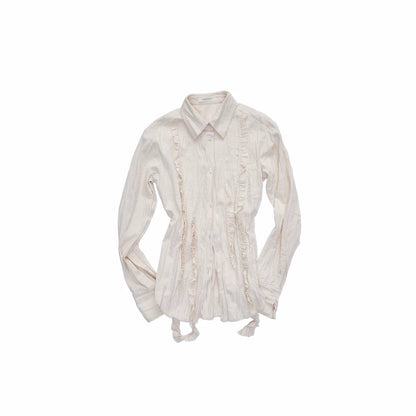 Ruffled Panel Pleated Shirt