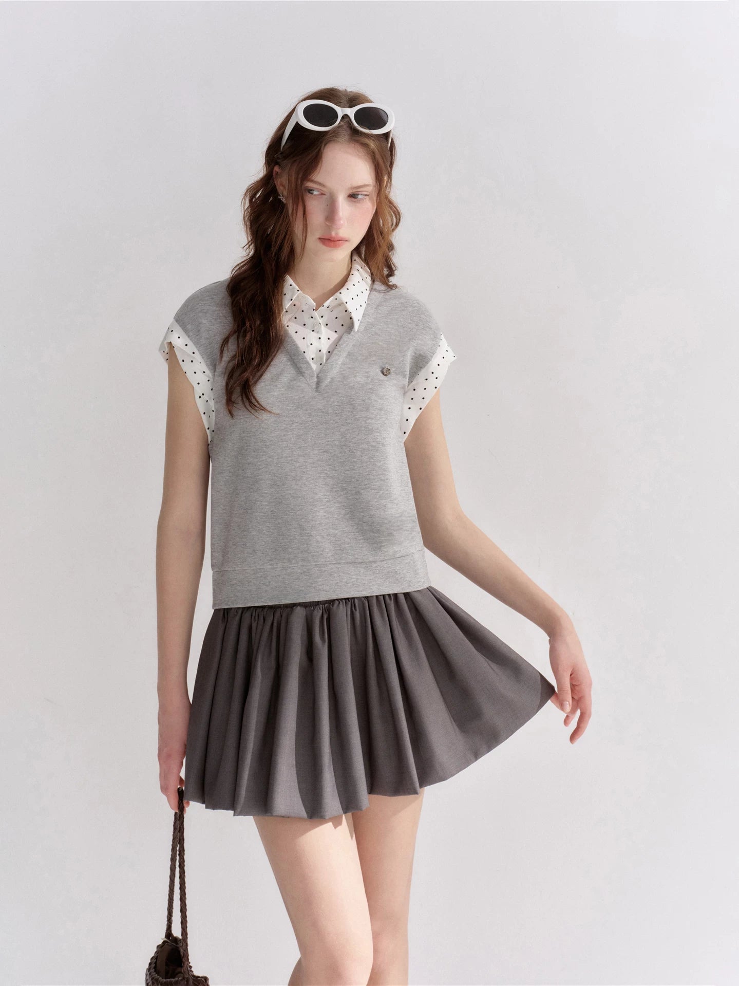 Contrast Polka Shirt