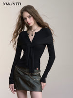 Dual-Wear Draped Knit Blouse
