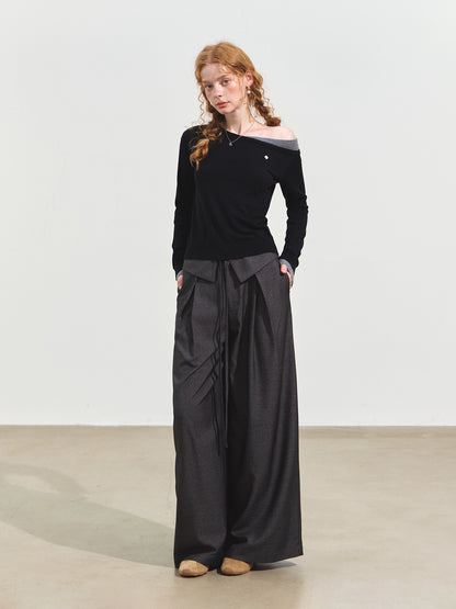 Contrast Asymmetrical Layered Sweater