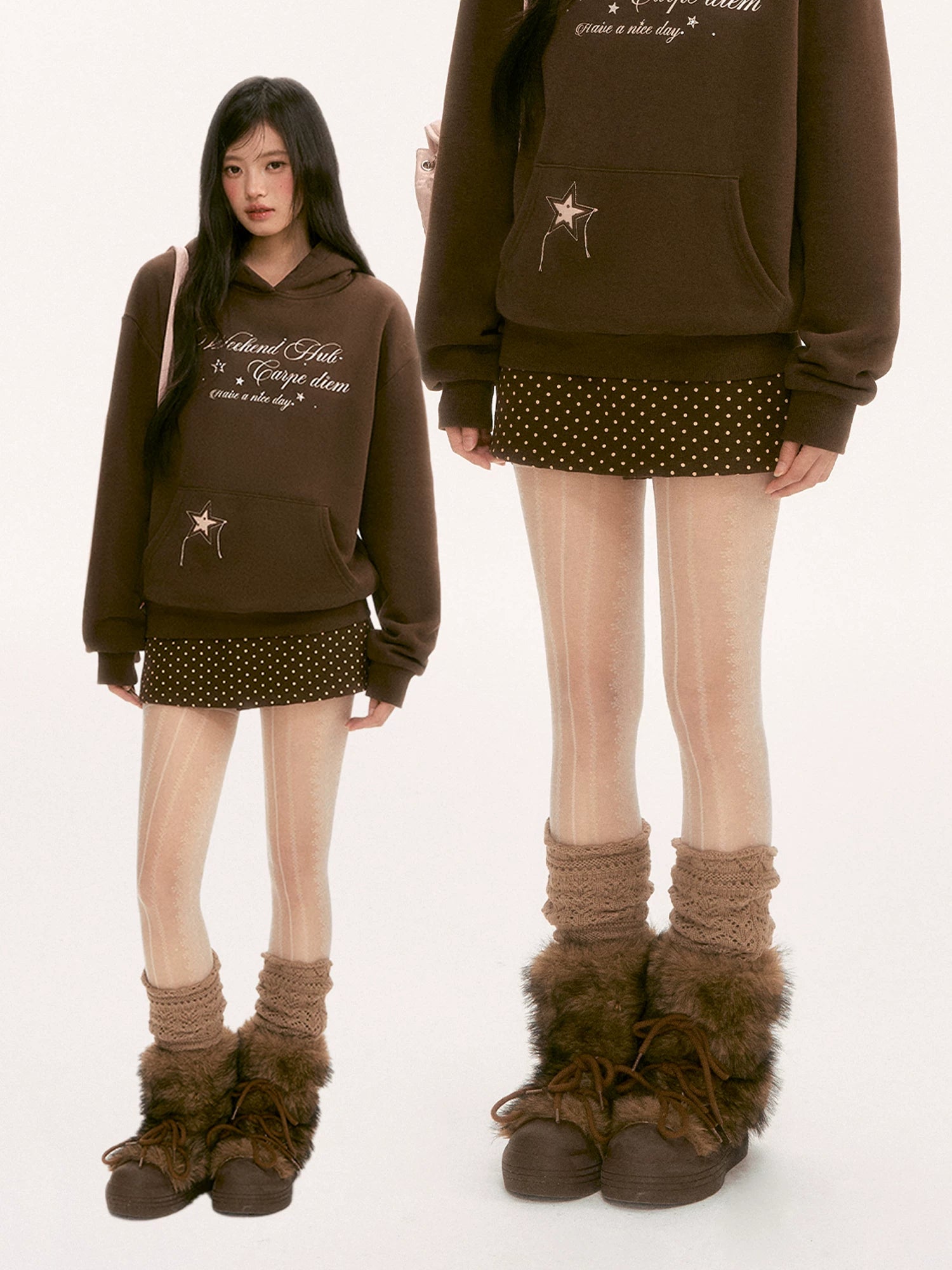 Brown Vintage Polka Dot Mini Skirt