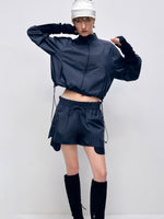 Color Block Outdoor Sports Jacket & Shorts Set
