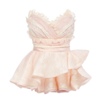 Berry Irregular Design V-Neck Bustier & Skirt Set
