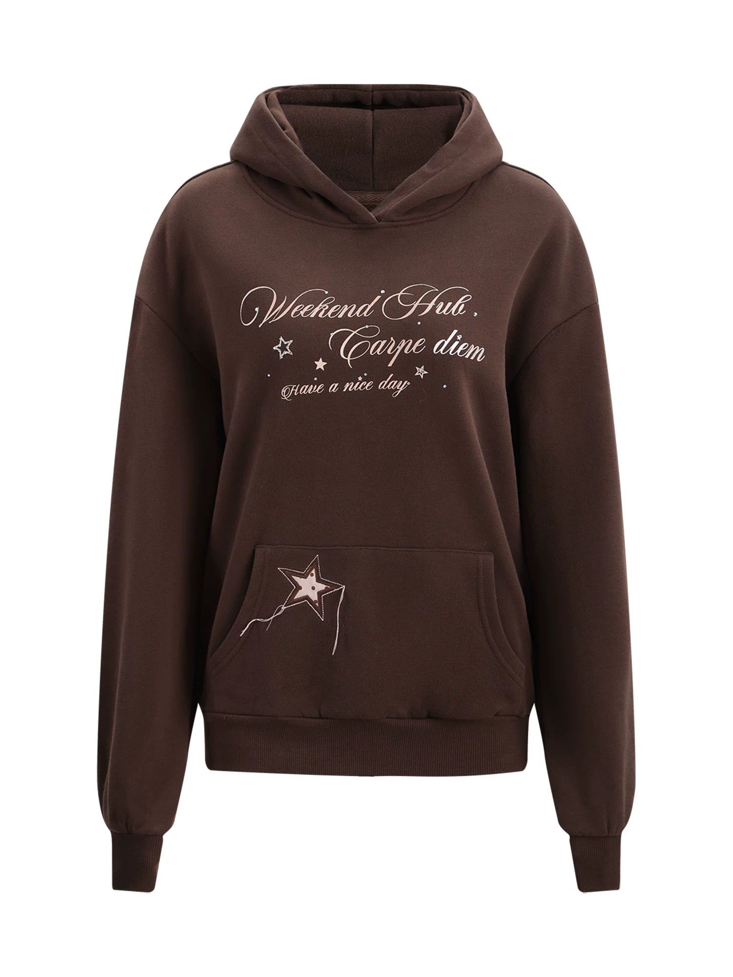 Brown Rhinestone Letter Hoodie
