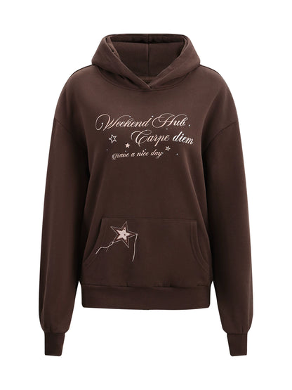Brown Rhinestone Letter Hoodie