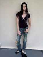 Distressed Washed Denim Jeans