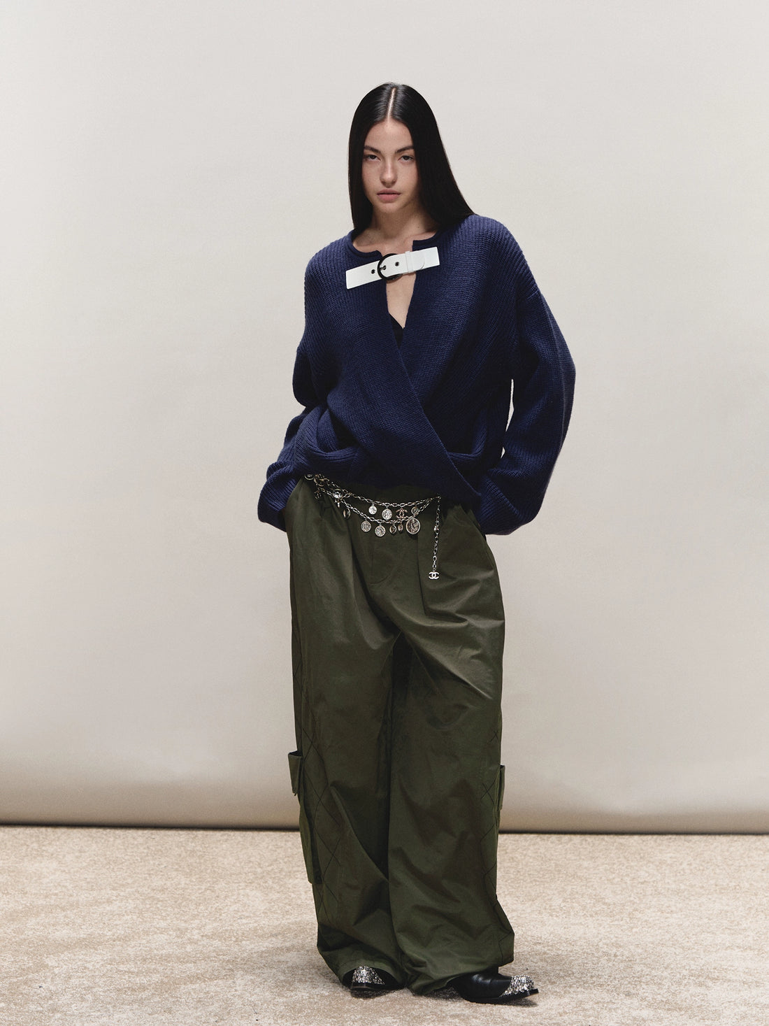 Quilted-Detail Utility Parachute Pants