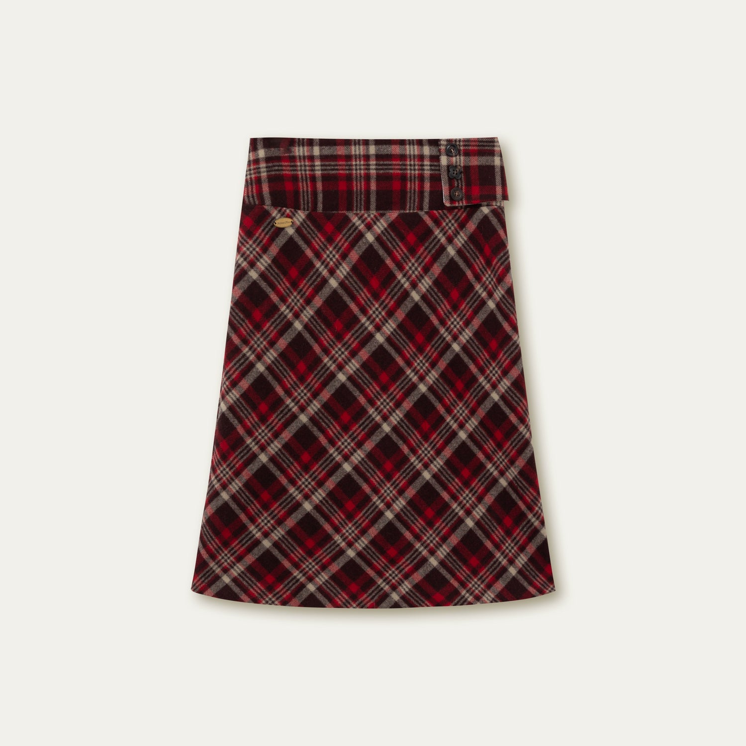 Plaid Pleat Floral Midi Skirt