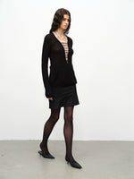 Two-Tone Twill Panel Mini Skirt