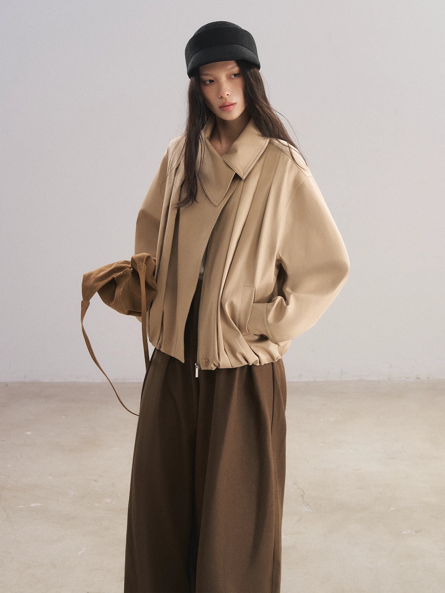 Asymmetric Lapel Bud Hem Jacket