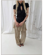 Layered Ruffle Wide-Leg Pants