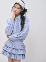 Plaid Ruffle Shirt & Skirt Set