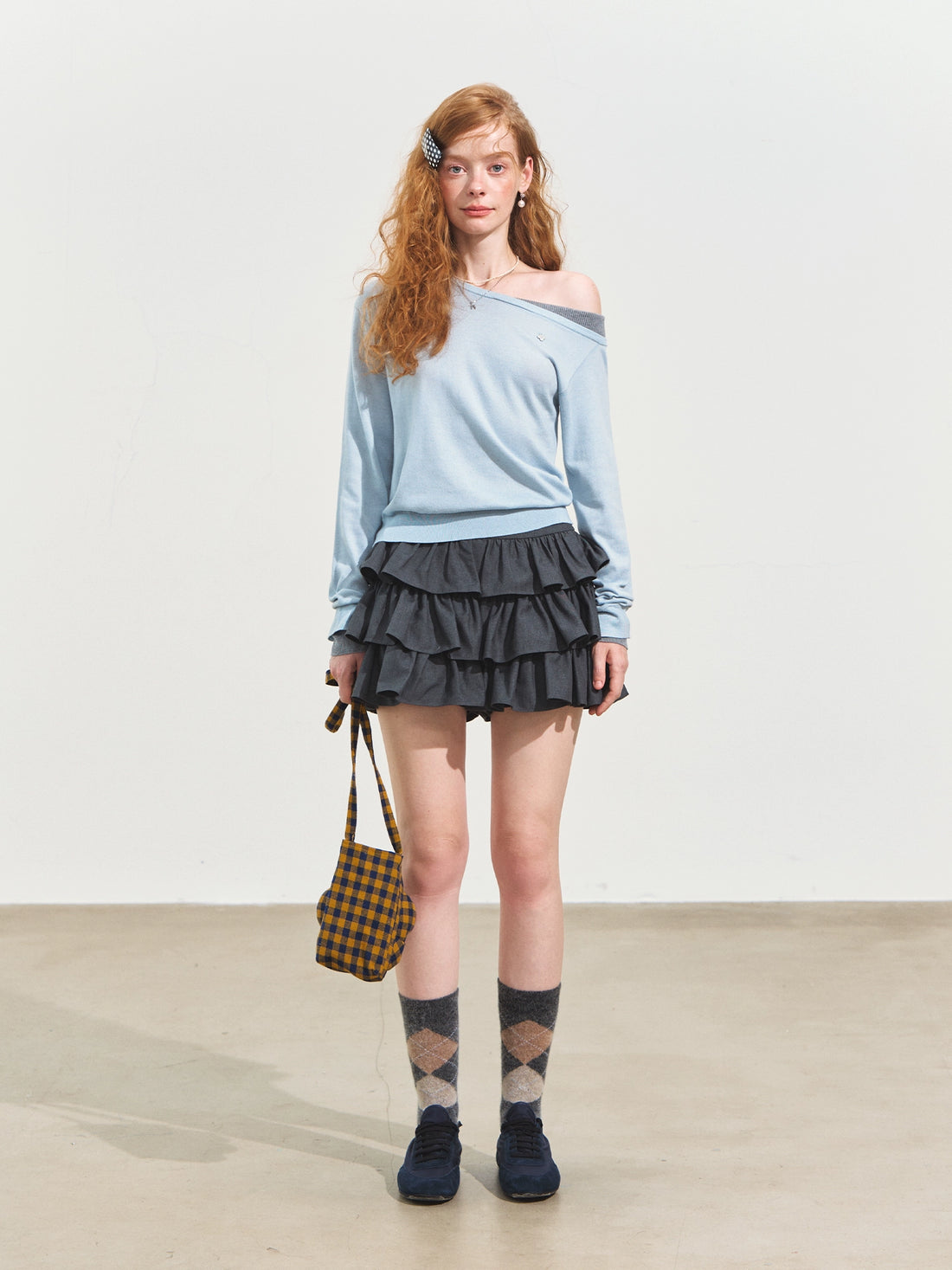 Contrast Asymmetrical Layered Sweater